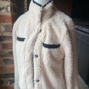 Teddy Beat Cream Fleece Jacket with black trim Size Small